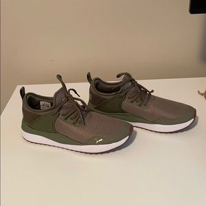Puma olive green tennis shoes